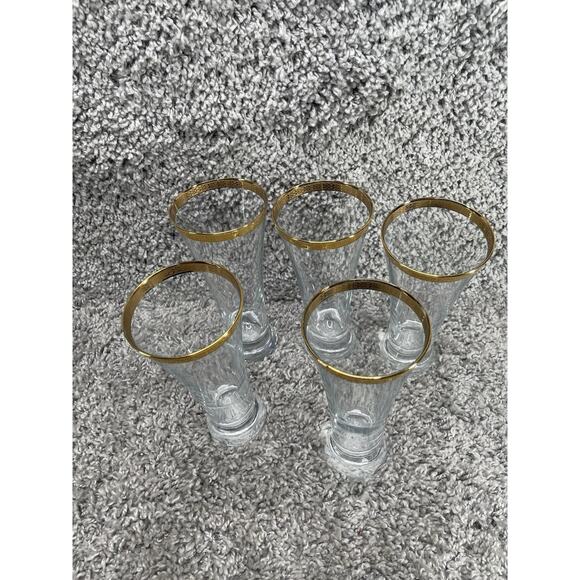 Vtg Circleware Crystal 7 1/8” Gold Encrusted Trim 10Oz Pilsner Glass Classique 5 - Picture 2 of 10